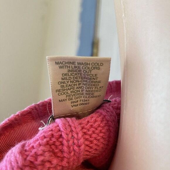 L.L.Bean Pink Crewneck Cable Knit Thick Long Sleeve Sweater Cotton Women… - Picture 7 of 9